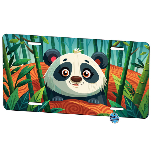 Peeking Panda Metal Vanity Novelty Tag License Plate for Trucks Cars SUVs