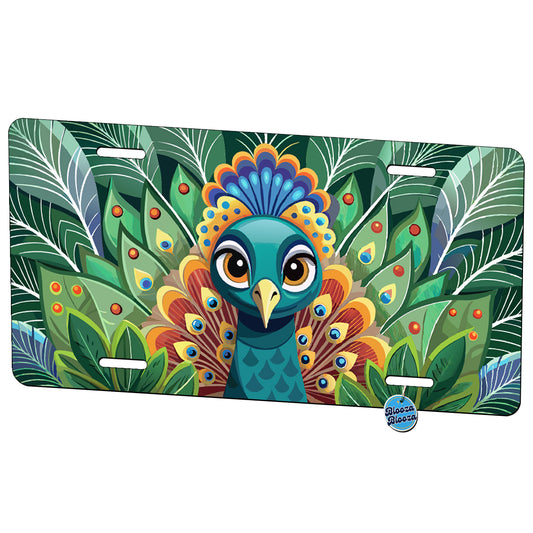 Peeking Peacock Metal Vanity Novelty Tag License Plate for Trucks Cars SUVs