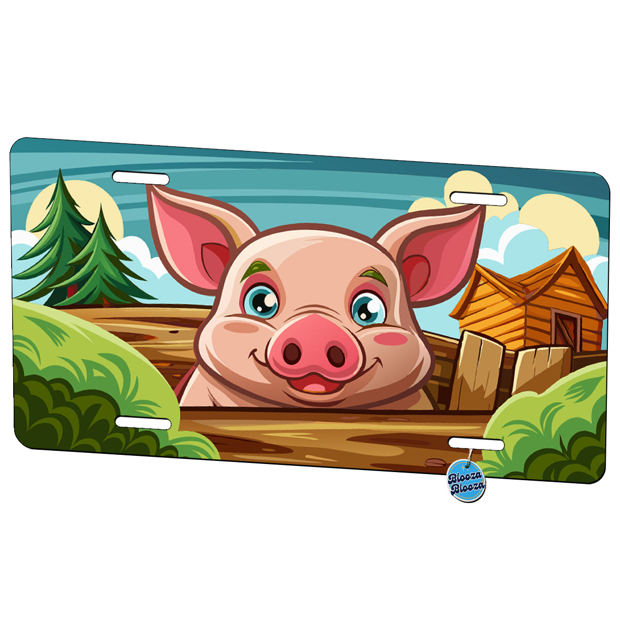 Peeking Pig Farm Metal Vanity Novelty Tag License Plate for Trucks Cars SUVs