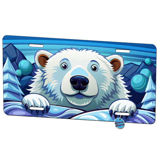 Peeking Polar Bear Metal Vanity Novelty Tag License Plate for Trucks Cars SUVs