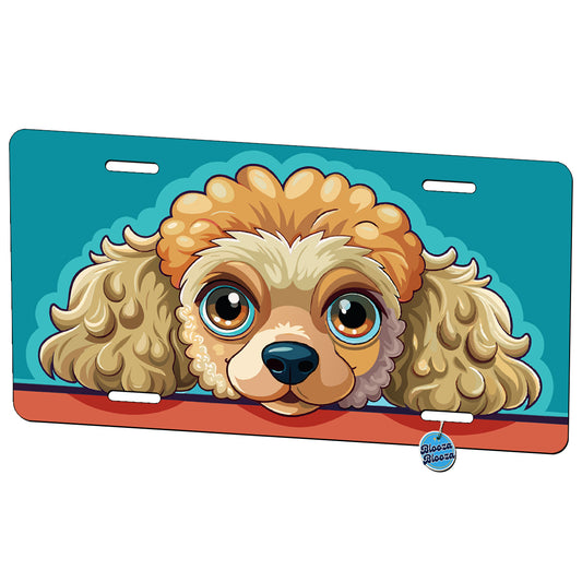 Peeking Poodle Dog Metal Vanity Novelty Tag License Plate for Trucks Cars SUVs