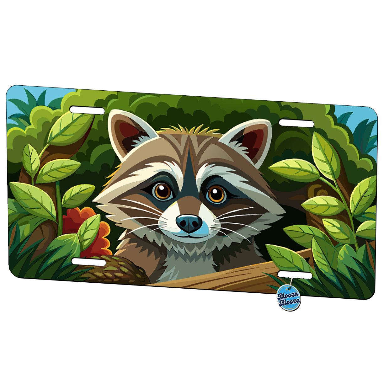 Peeking Raccoon Cute Metal Vanity Novelty Tag License Plate for Trucks Cars SUVs