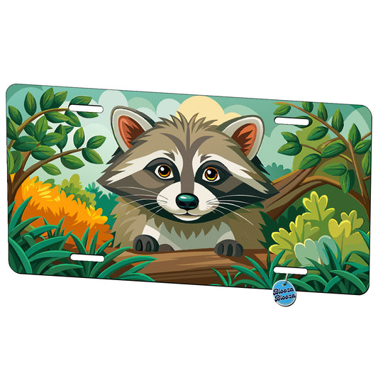Peeking Raccoon Metal Vanity Novelty Tag License Plate for Trucks Cars SUVs