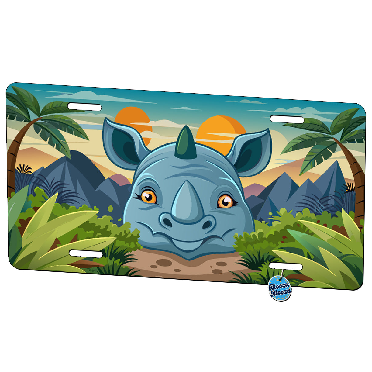 Peeking Rhinoceros Metal Vanity Novelty Tag License Plate for Trucks Cars SUVs