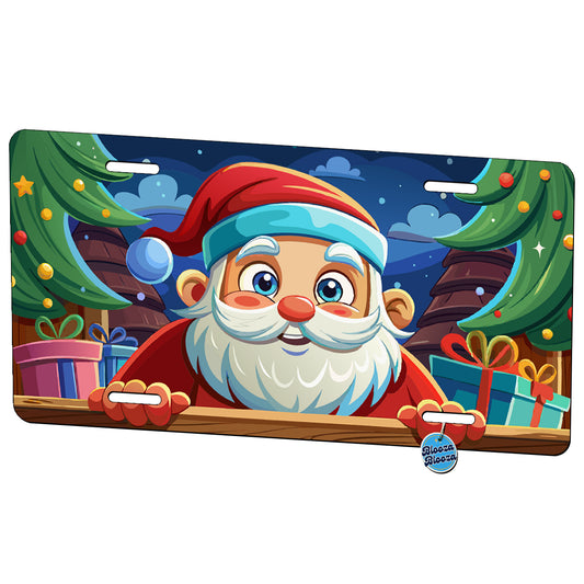 Peeking Santa Christmas Metal Vanity Novelty Tag License Plate for Trucks Cars SUVs