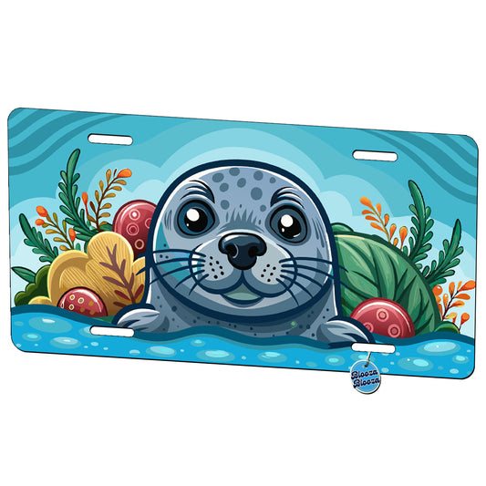 Peeking Seal Metal Vanity Novelty Tag License Plate for Trucks Cars SUVs