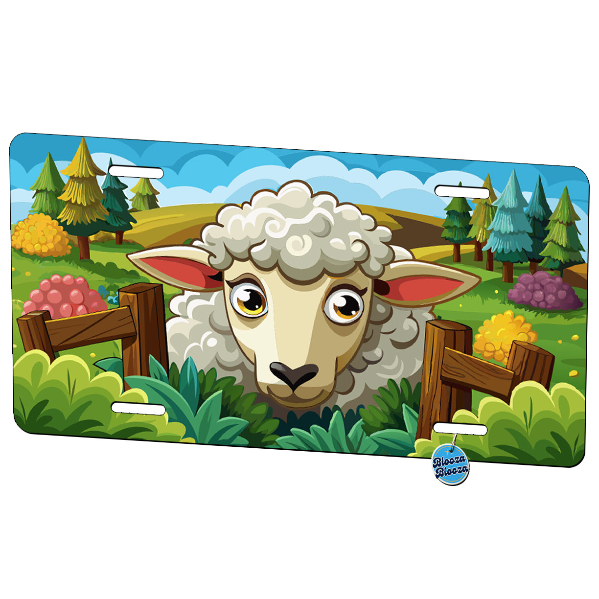 Peeking Sheep Metal Vanity Novelty Tag License Plate for Trucks Cars SUVs