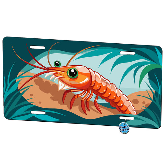 Peeking Shrimp Metal Vanity Novelty Tag License Plate for Trucks Cars SUVs