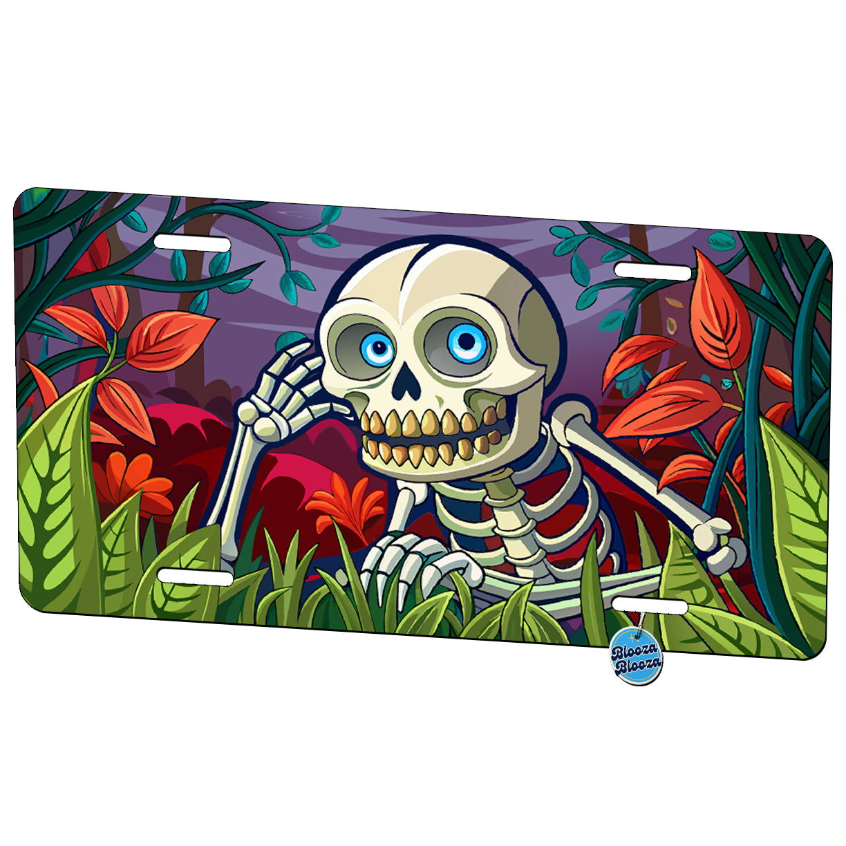 Peeking Skeleton Metal Vanity Novelty Tag License Plate for Trucks Cars SUVs