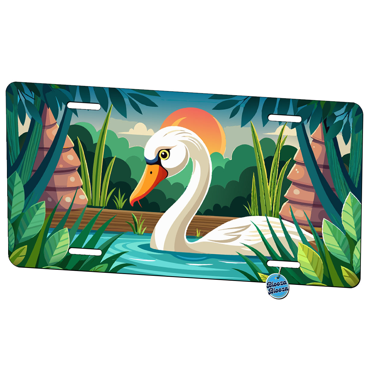 Peeking Swan Metal Vanity Novelty Tag License Plate for Trucks Cars SUVs