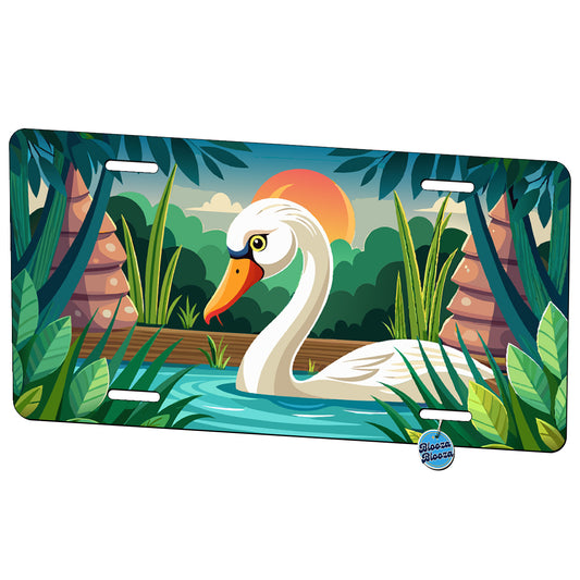 Peeking Swan Metal Vanity Novelty Tag License Plate for Trucks Cars SUVs