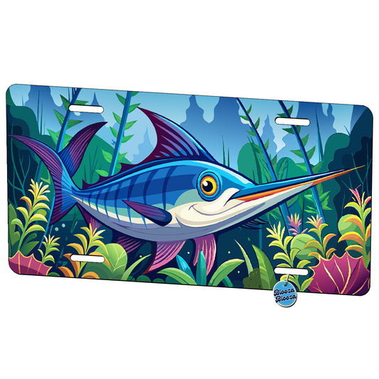 Peeking Swordfish Metal Vanity Novelty Tag License Plate for Trucks Cars SUVs