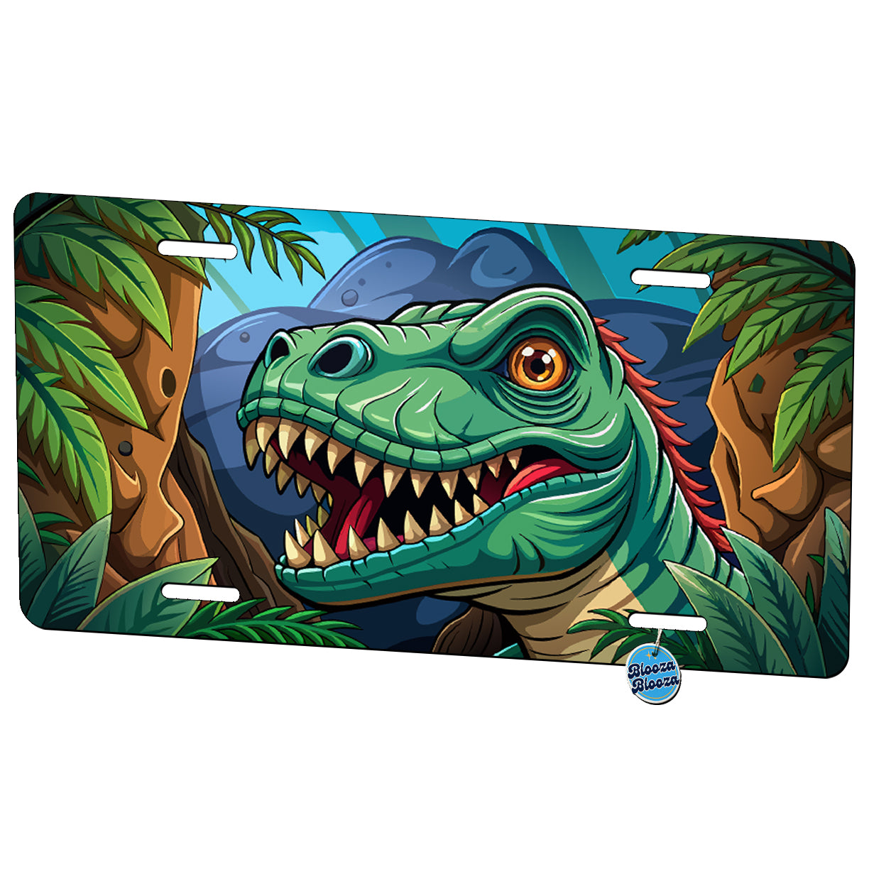 Peeking Tyrannosaurus Rex Dinosaur T-Rex Metal Vanity Novelty Tag License Plate for Trucks Cars SUVs