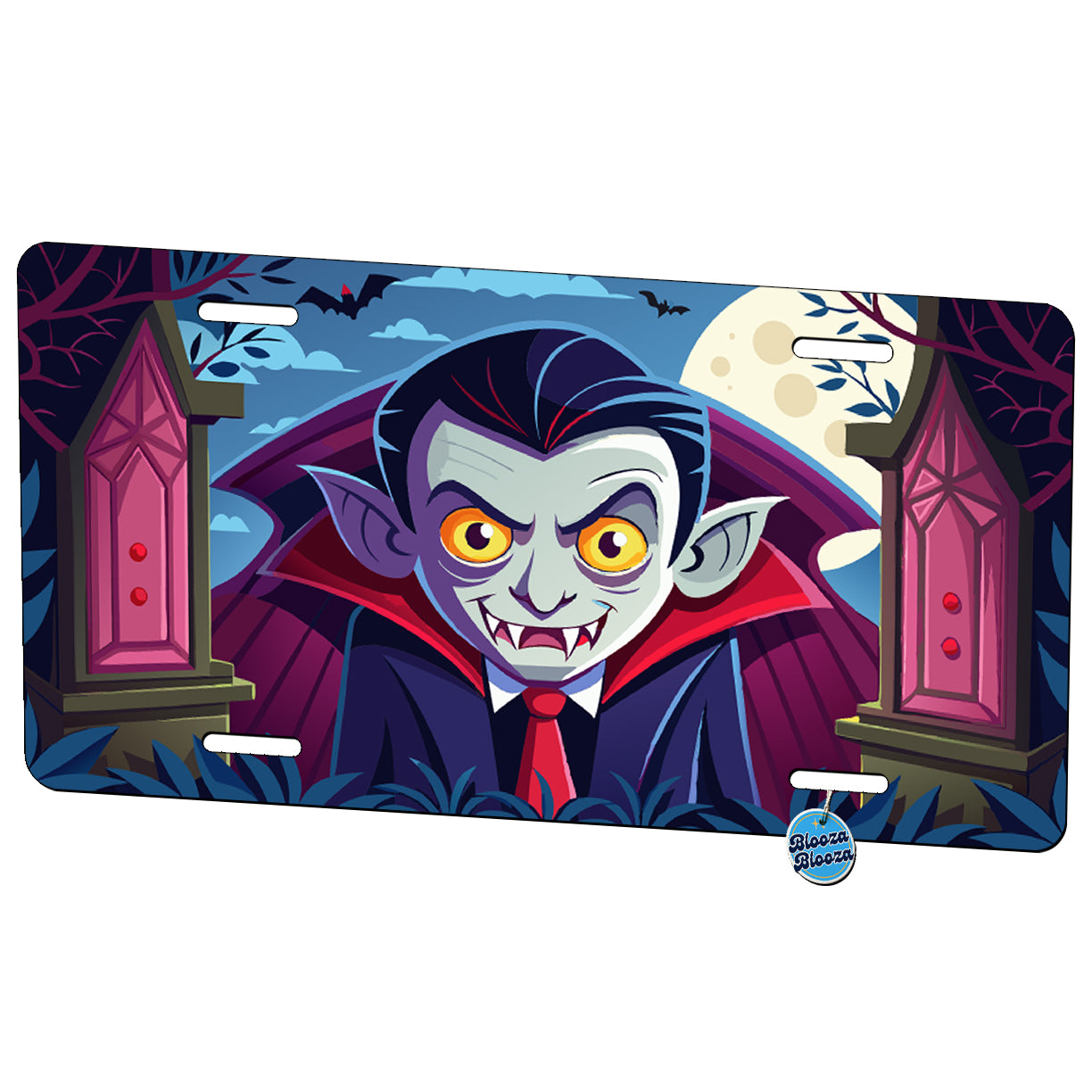 Peeking Vampire Metal Vanity Novelty Tag License Plate for Trucks Cars SUVs