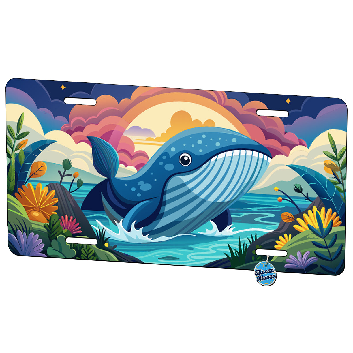 Peeking Whale Metal Vanity Novelty Tag License Plate for Trucks Cars SUVs