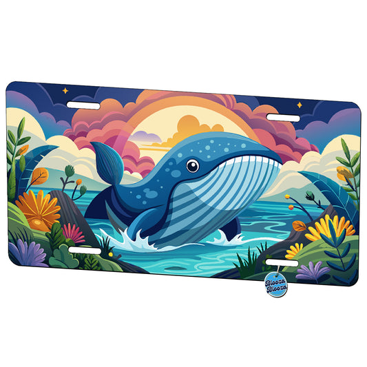 Peeking Whale Metal Vanity Novelty Tag License Plate for Trucks Cars SUVs
