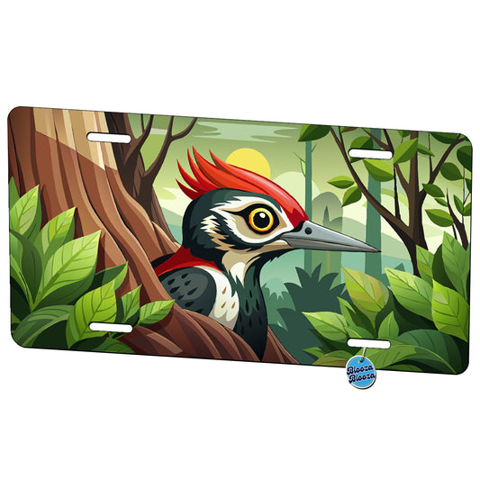Peeking Woodpecker Bird Metal Vanity Novelty Tag License Plate for Trucks Cars SUVs