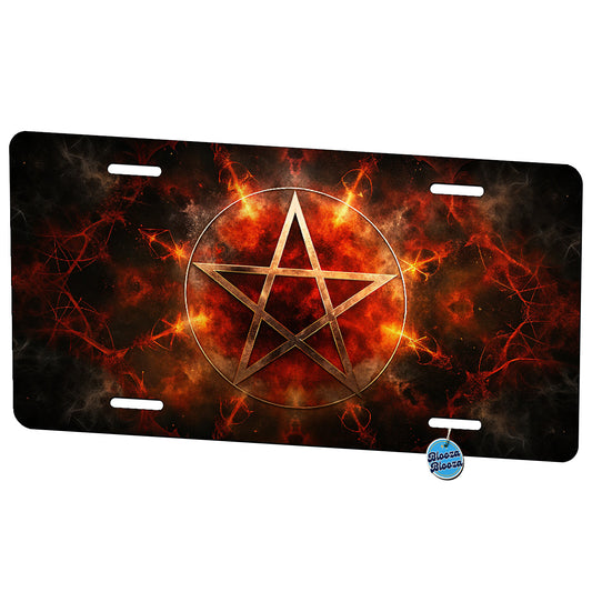Pentagram Dramatic Metal Vanity Novelty Tag License Plate for Trucks Cars SUVs
