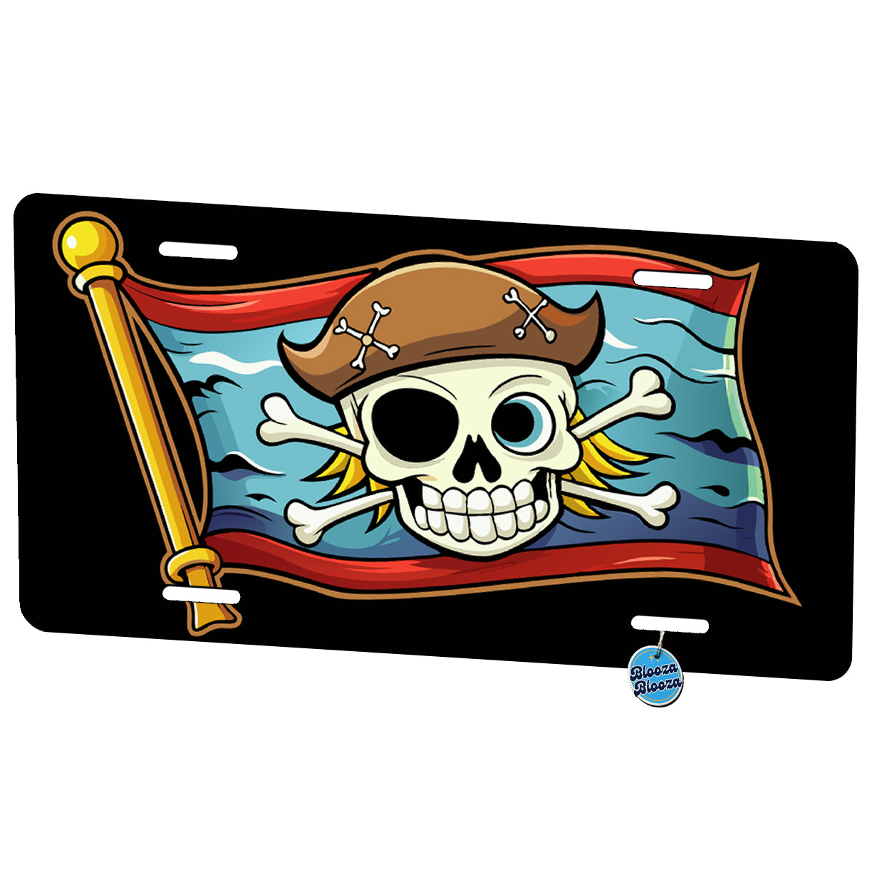 Pirate Flag Skull Crossbones Metal Vanity Novelty Tag License Plate for Trucks Cars SUVs