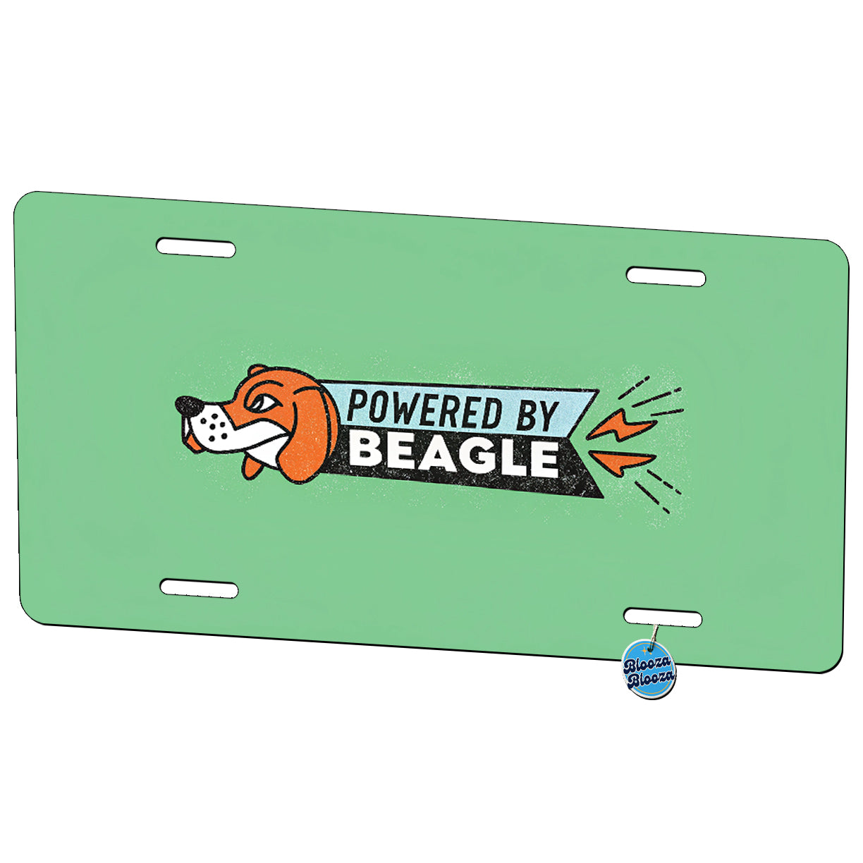 Powered By Beagle Dog Metal Vanity Novelty Tag License Plate for Trucks Cars SUVs