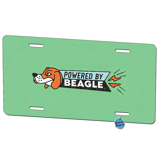 Powered By Beagle Dog Metal Vanity Novelty Tag License Plate for Trucks Cars SUVs