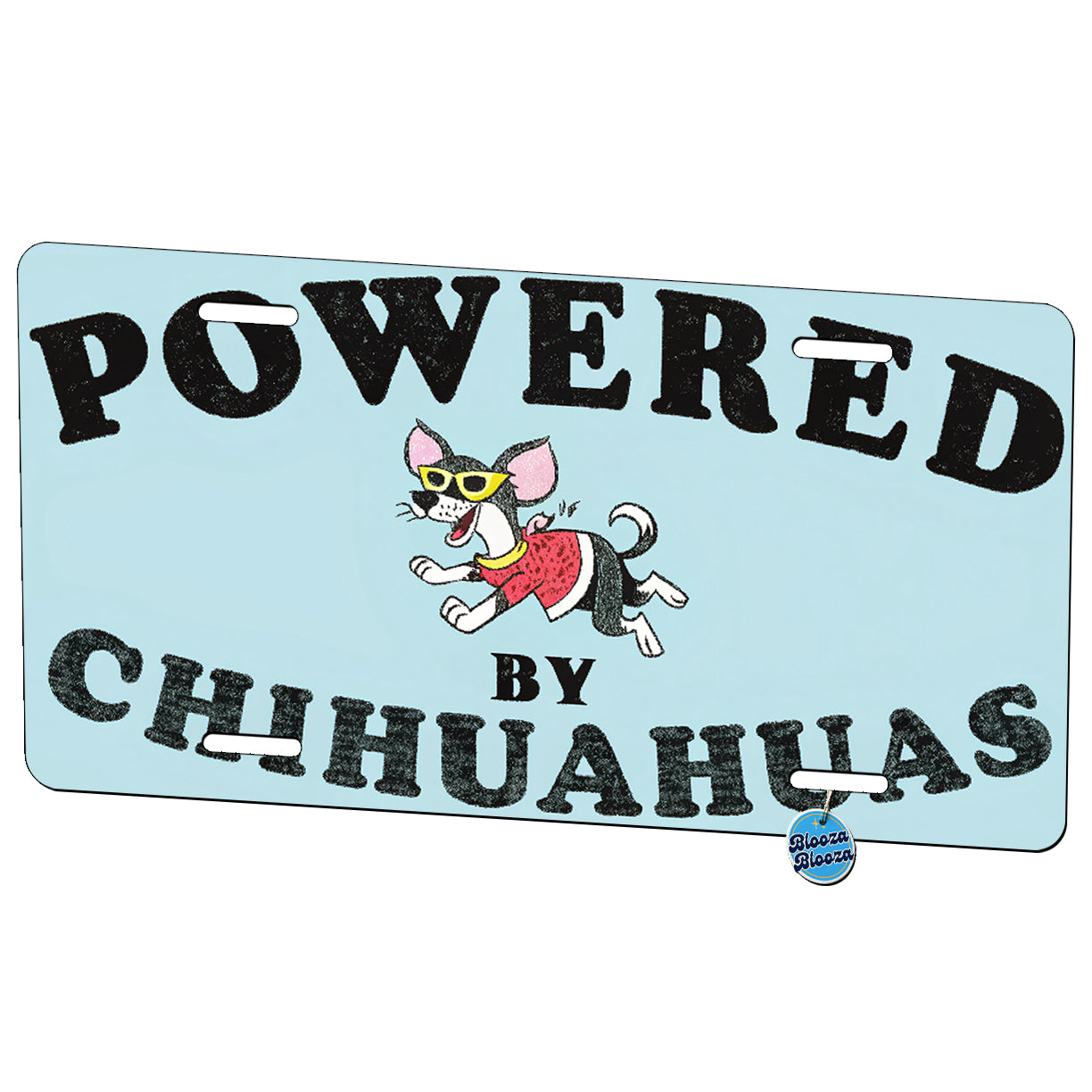 Powered By Chihuahuas Dogs Metal Vanity Novelty Tag License Plate for Trucks Cars SUVs