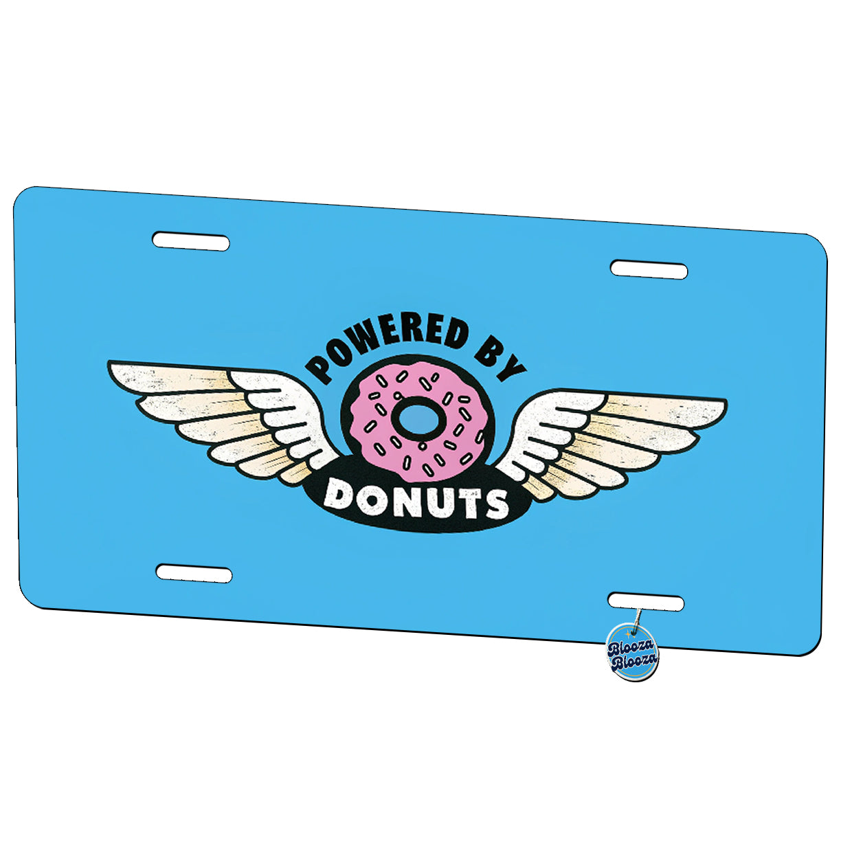 Powered By Donuts Metal Vanity Novelty Tag License Plate for Trucks Cars SUVs