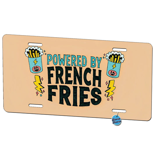 Powered By French Fries Metal Vanity Novelty Tag License Plate for Trucks Cars SUVs
