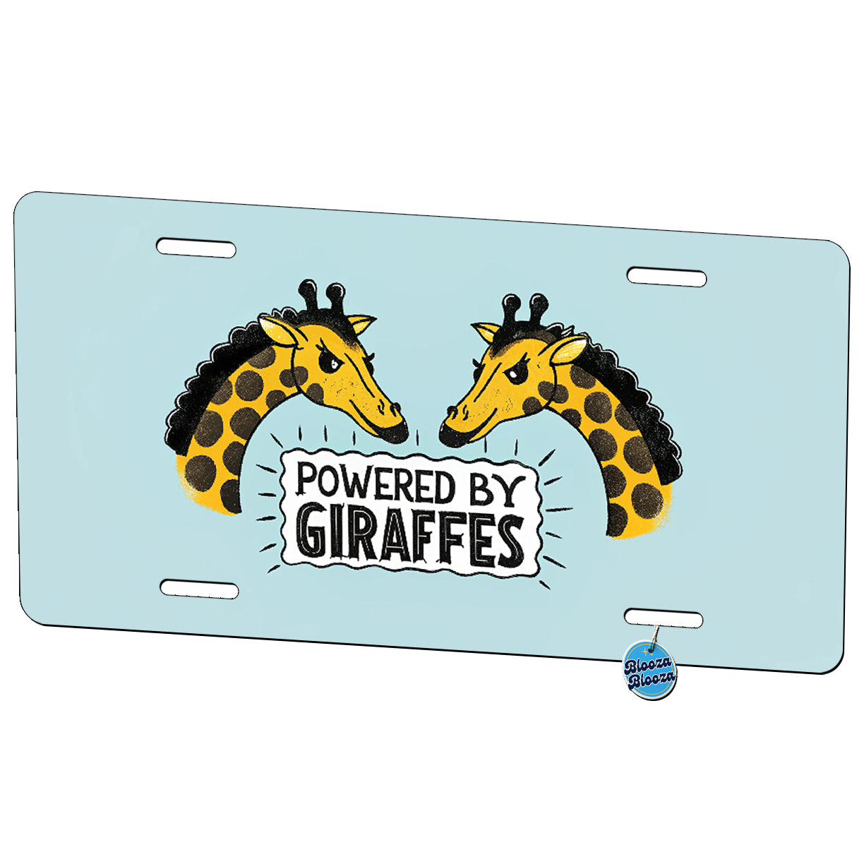 Powered By Giraffes Metal Vanity Novelty Tag License Plate for Trucks Cars SUVs