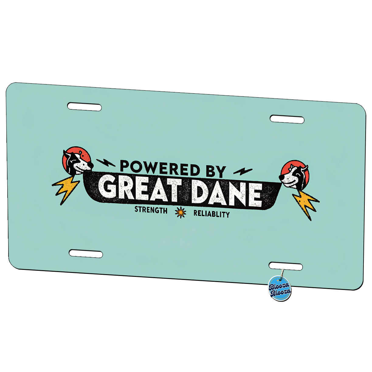 Powered By Great Dane Dog Metal Vanity Novelty Tag License Plate for Trucks Cars SUVs