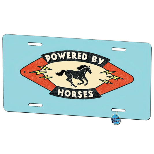 Powered By Horses Metal Vanity Novelty Tag License Plate for Trucks Cars SUVs
