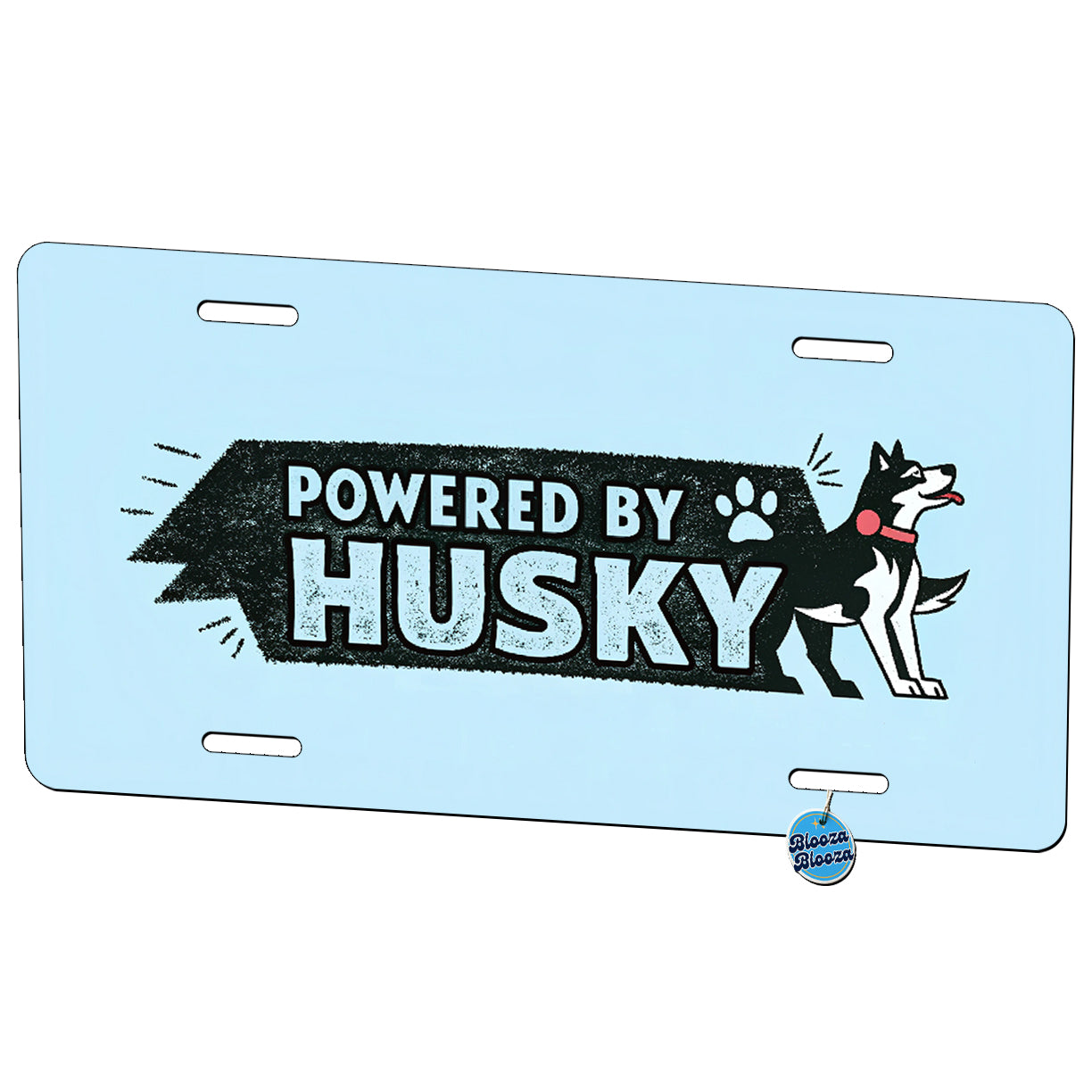 Powered By Husky Dog Metal Vanity Novelty Tag License Plate for Trucks Cars SUVs