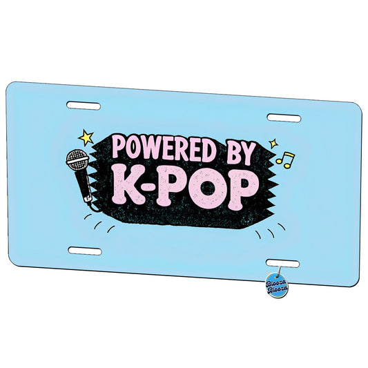 Powered By K-Pop Music Metal Vanity Novelty Tag License Plate for Trucks Cars SUVs