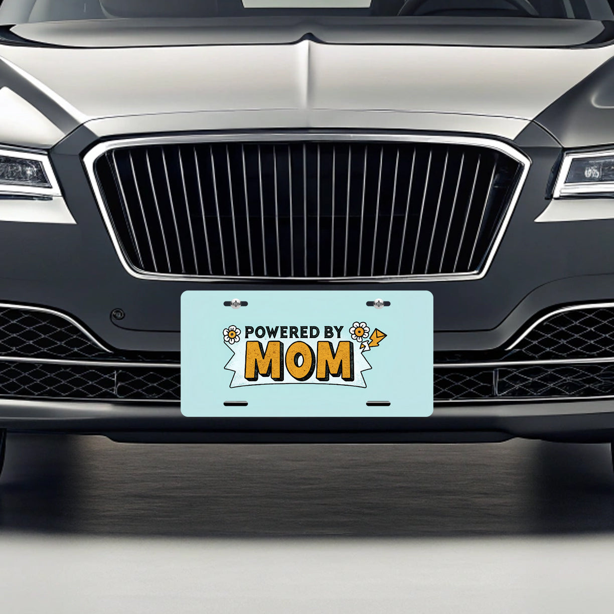 Powered By Mom Metal Vanity Novelty Tag License Plate for Trucks Cars SUVs