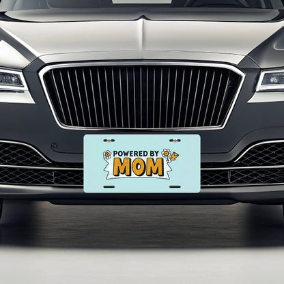 Powered By Mom Metal Vanity Novelty Tag License Plate for Trucks Cars SUVs