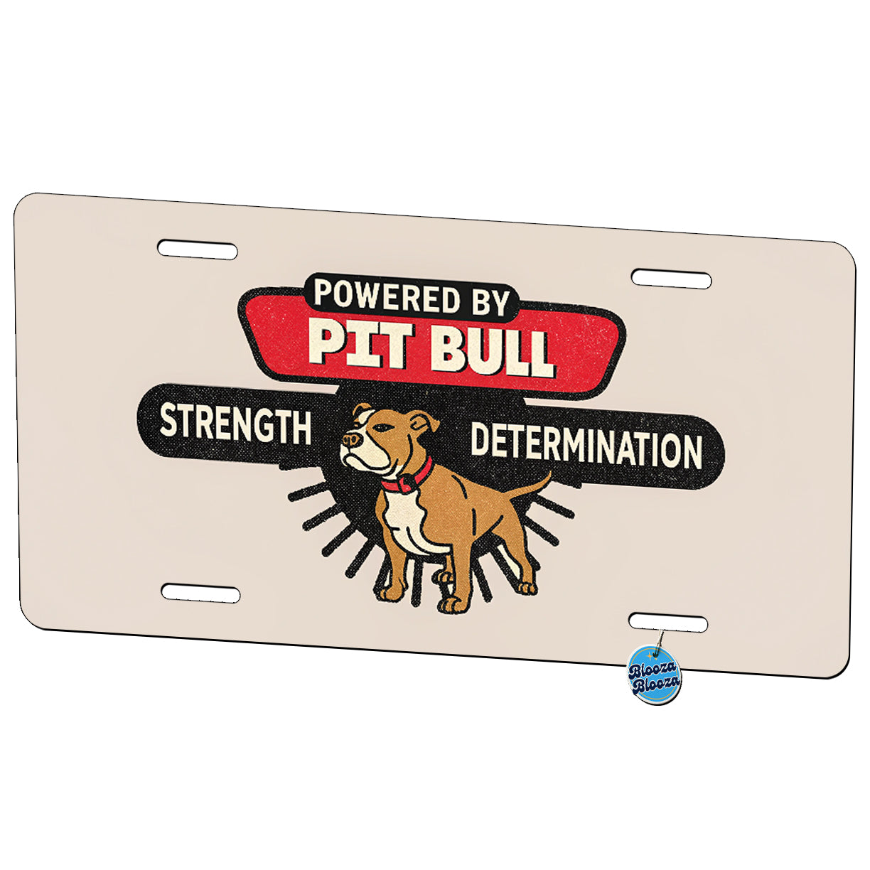 Powered By Pit Bull Dog Metal Vanity Novelty Tag License Plate for Trucks Cars SUVs