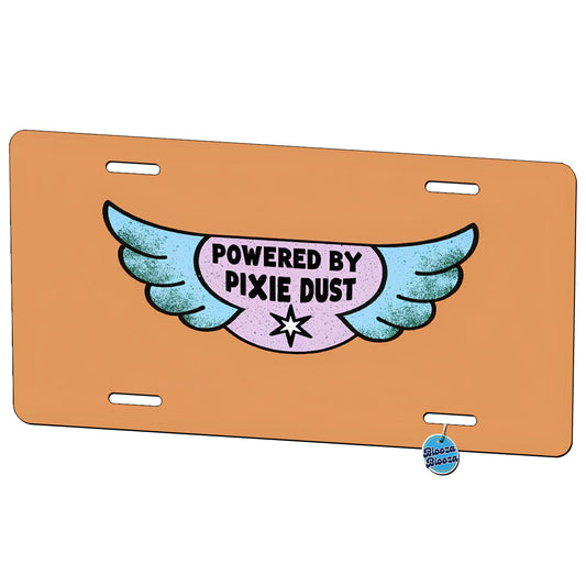Powered By Pixie Dust Metal Vanity Novelty Tag License Plate for Trucks Cars SUVs