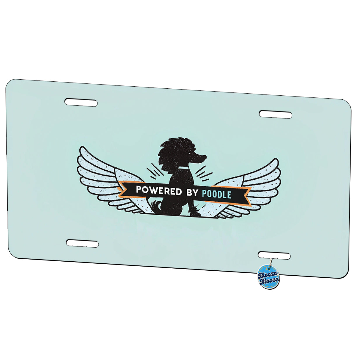 Powered By Poodle Dog Metal Vanity Novelty Tag License Plate for Trucks Cars SUVs