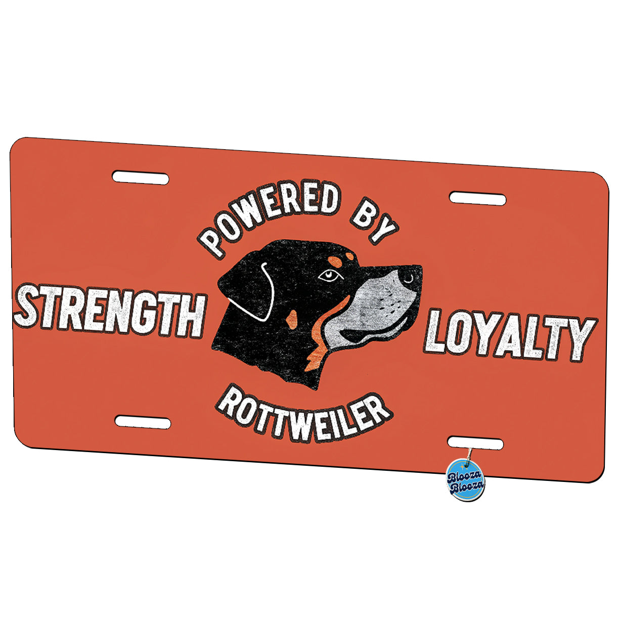 Powered By Rottweiler Dog Metal Vanity Novelty Tag License Plate for Trucks Cars SUVs