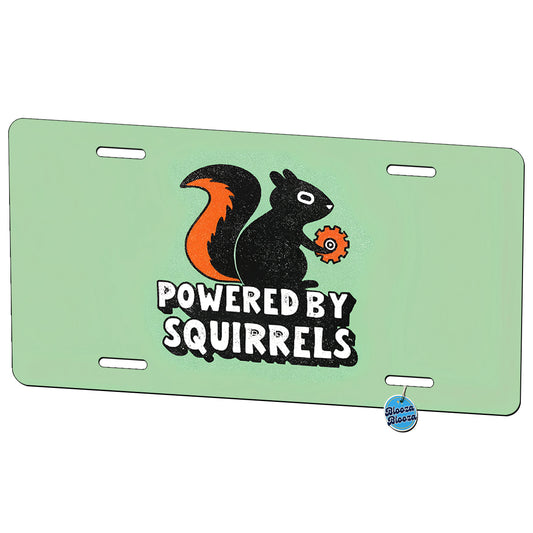 Powered By Squirrels Metal Vanity Novelty Tag License Plate for Trucks Cars SUVs