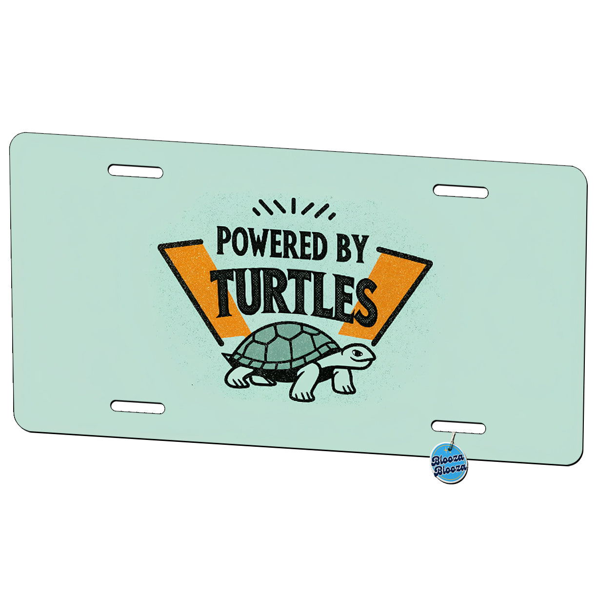 Powered By Turtles Slow Funny Metal Vanity Novelty Tag License Plate for Trucks Cars SUVs