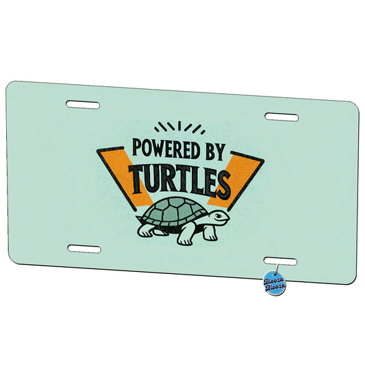 Powered By Turtles Slow Funny Metal Vanity Novelty Tag License Plate for Trucks Cars SUVs