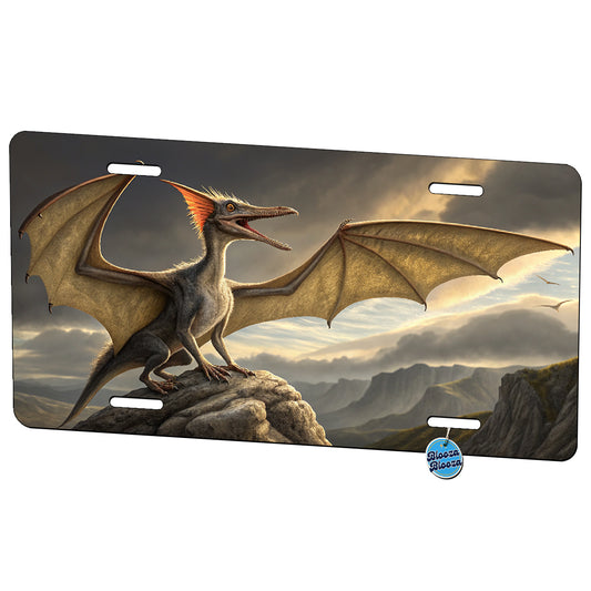 Pterodactylus Dinosaur On Mountain Metal Vanity Novelty Tag License Plate for Trucks Cars SUVs