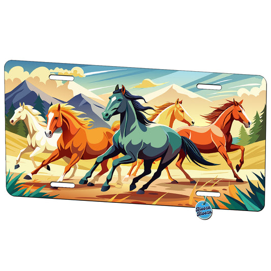 Running Wild Horses Metal Vanity Novelty Tag License Plate for Trucks Cars SUVs