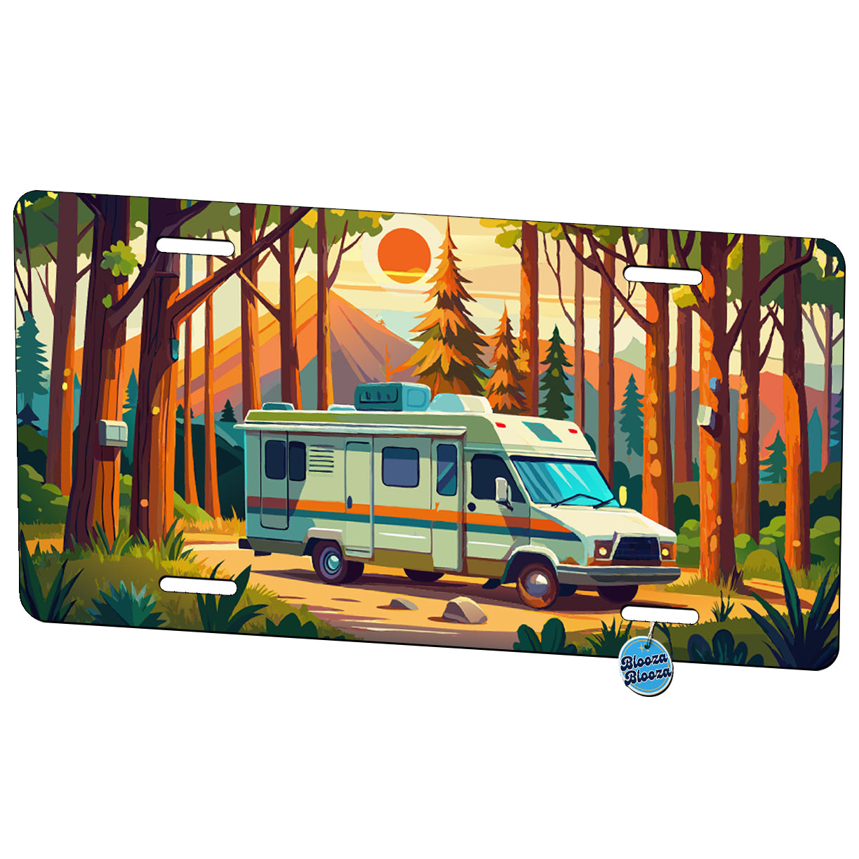 RV Camper In The Woods  Metal Vanity Novelty Tag License Plate for Trucks Cars SUVs