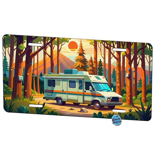 RV Camper In The Woods  Metal Vanity Novelty Tag License Plate for Trucks Cars SUVs