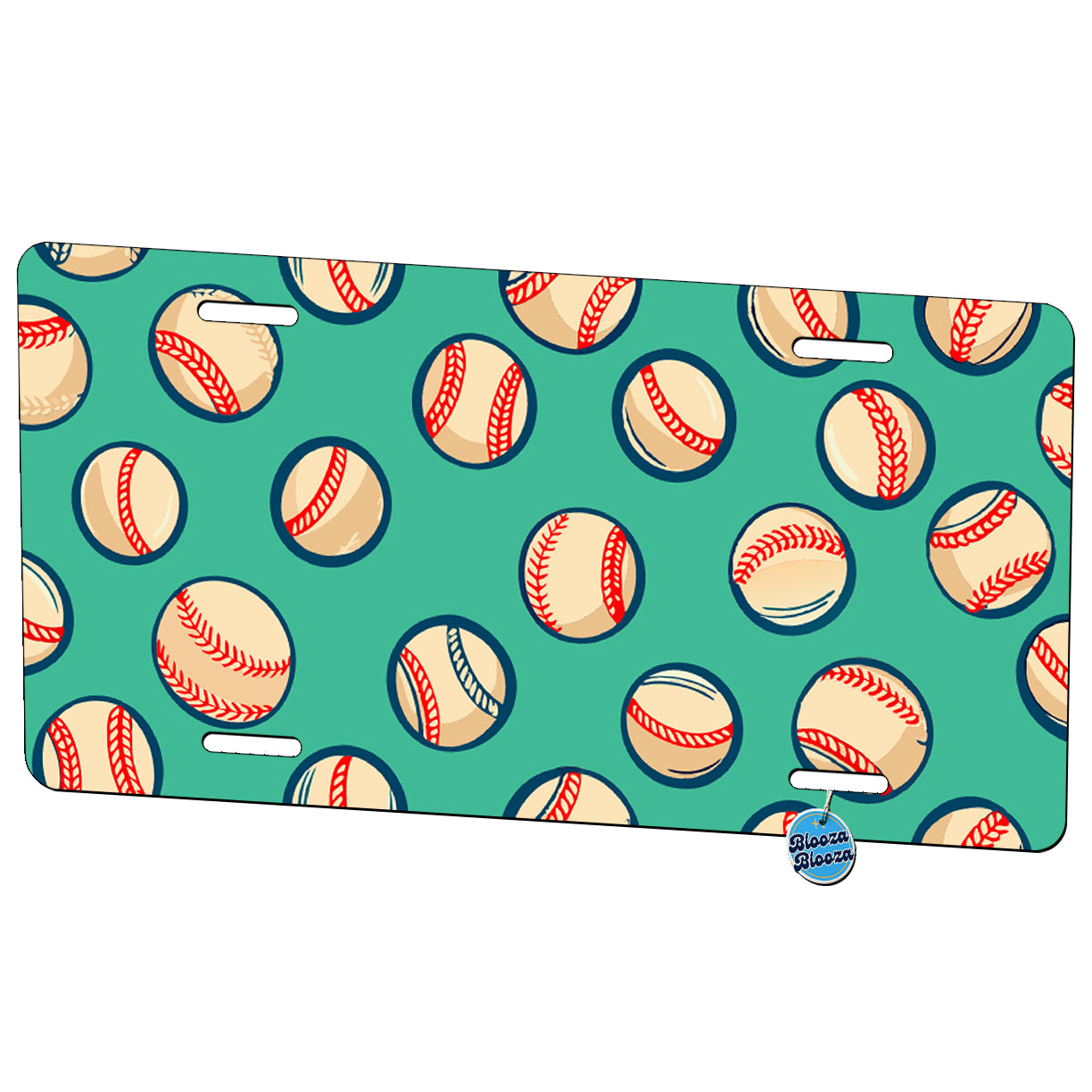 Scattered Baseballs Pattern Metal Vanity Novelty Tag License Plate for Trucks Cars SUVs