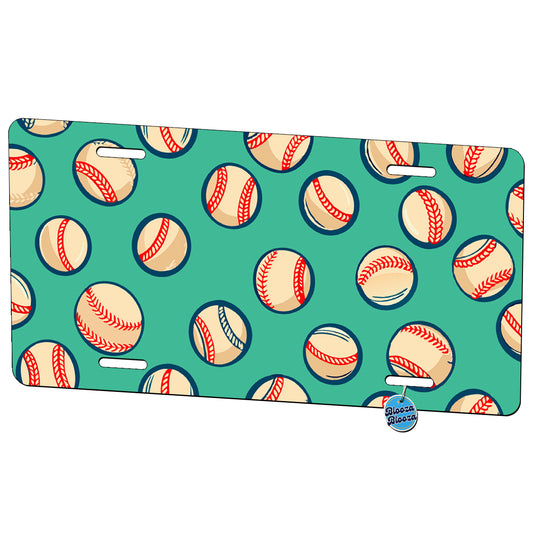 Scattered Baseballs Pattern Metal Vanity Novelty Tag License Plate for Trucks Cars SUVs