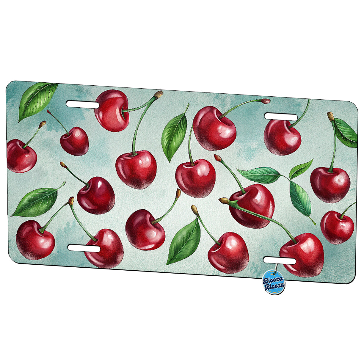 Scattered Cherries Metal Vanity Novelty Tag License Plate for Trucks Cars SUVs