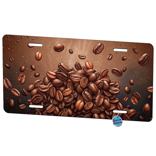 Scattered Coffee Beans Metal Vanity Novelty Tag License Plate for Trucks Cars SUVs